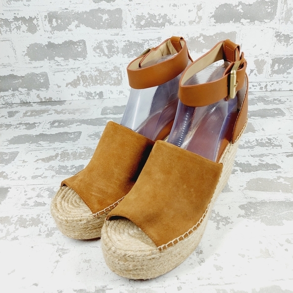 New Marc Fisher Mladalyn Leather/Suede Patform Espadrille Wedge Sandals D247 - Picture 2 of 14